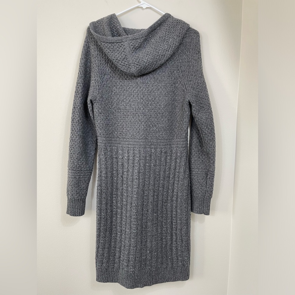 Athleta BOREALIS HOODIE SWEATER DRESS Gray Knit Dress Merino Wool Cozy Size M - Picture 10 of 16